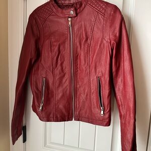 Women's Red Leather Jacket
